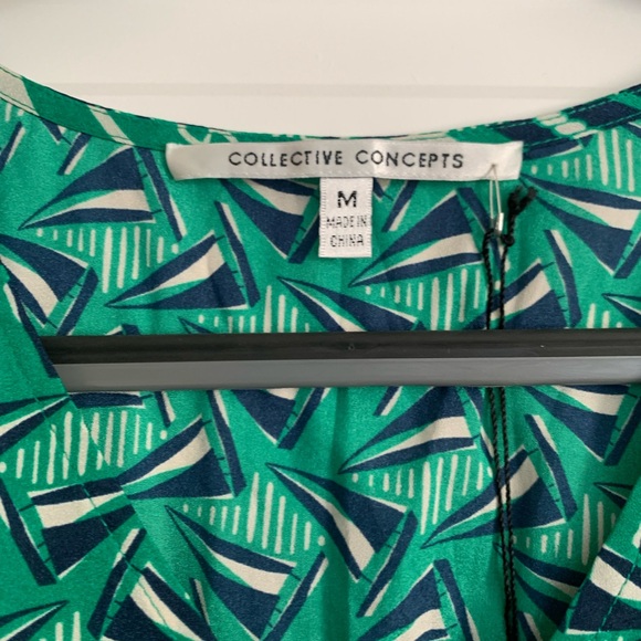 NWT women’s Medium Collective Concept Green and Blue Sailboat Dress - Picture 4 of 5